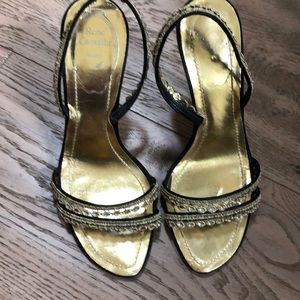 Black and gold Italian evening sandals